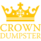 A logo for crown dumpster with a yellow crown