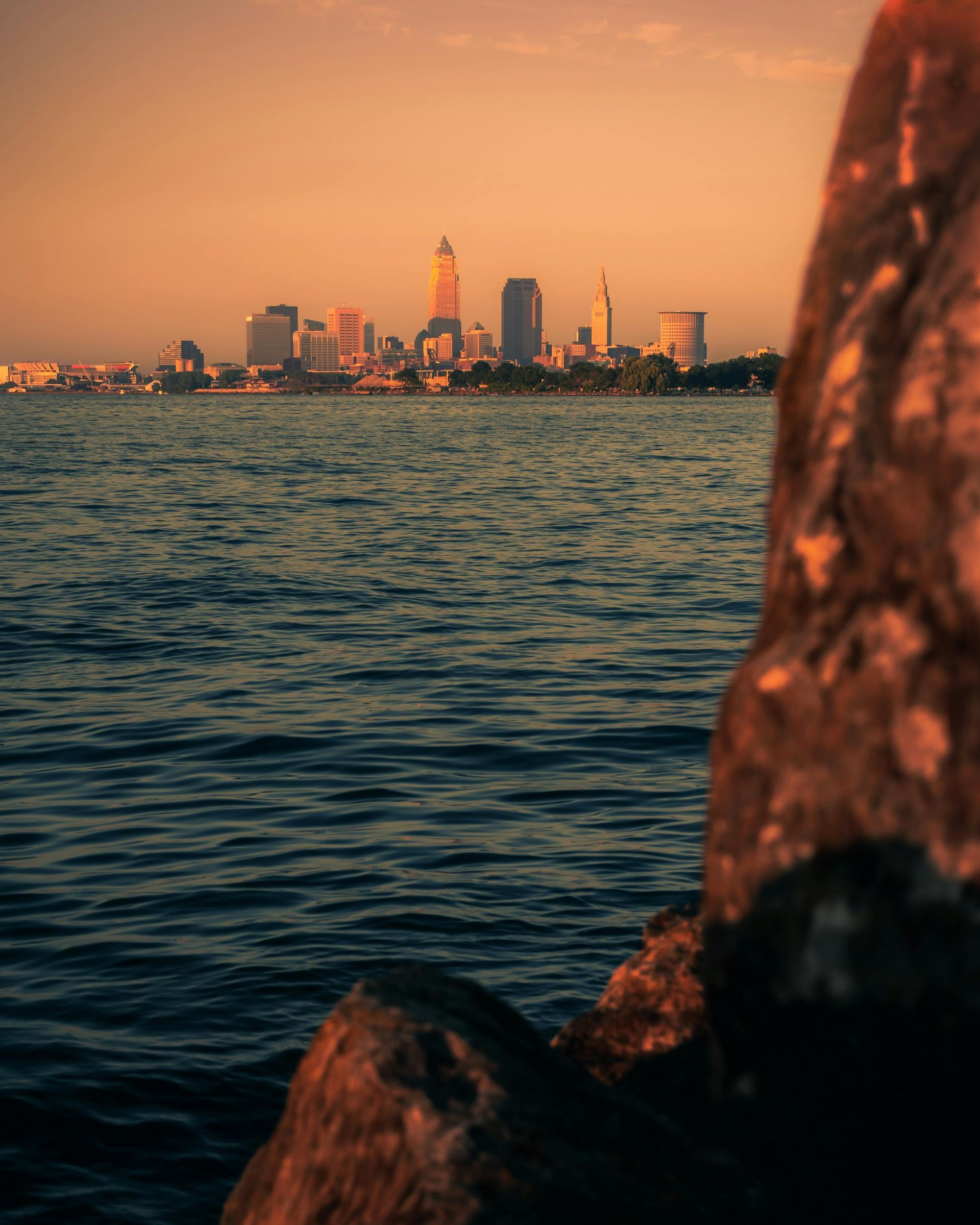 Downtown skyline from Lake Erie, boating and fishing near Cranberry Creek Marina