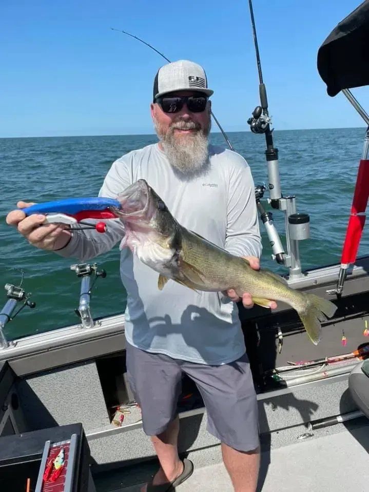 Angler with a walleye catch