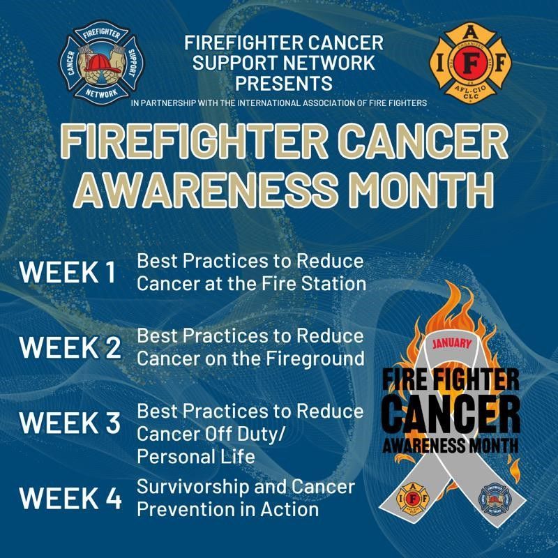 a poster for Firefighter Cancer Awareness Month