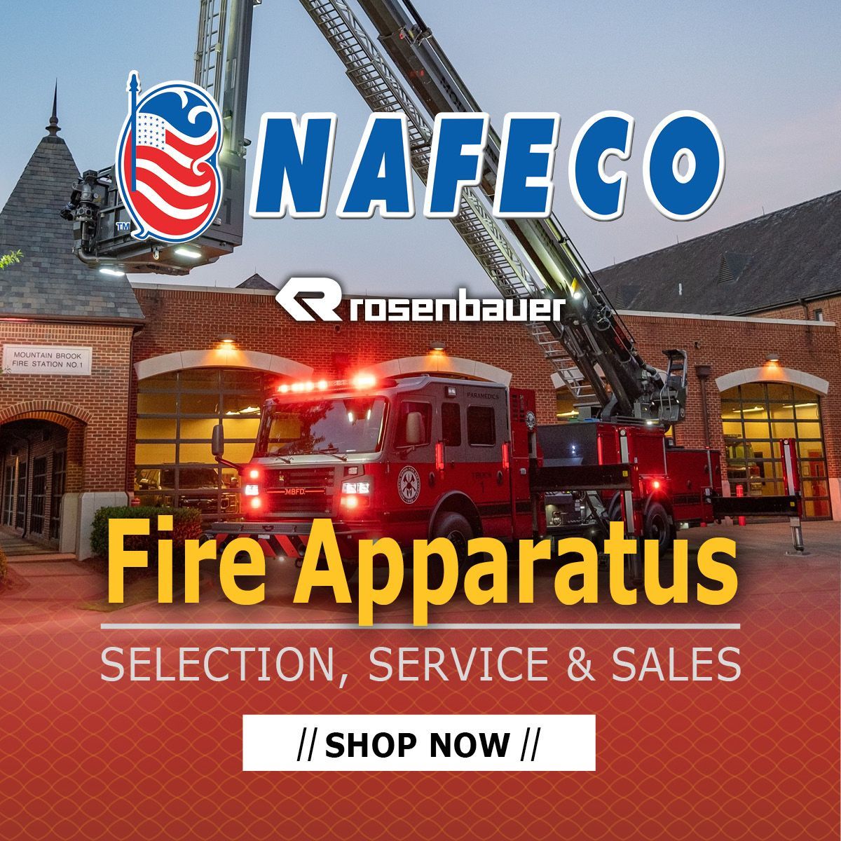 an advertisement for nafeco fire apparatus selection service and sales