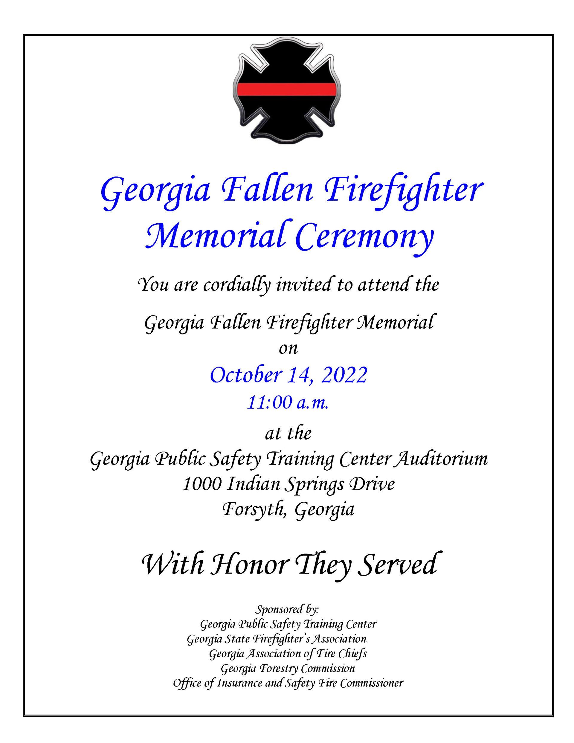 Georgia Fallen Firefighter Memorial Ceremony