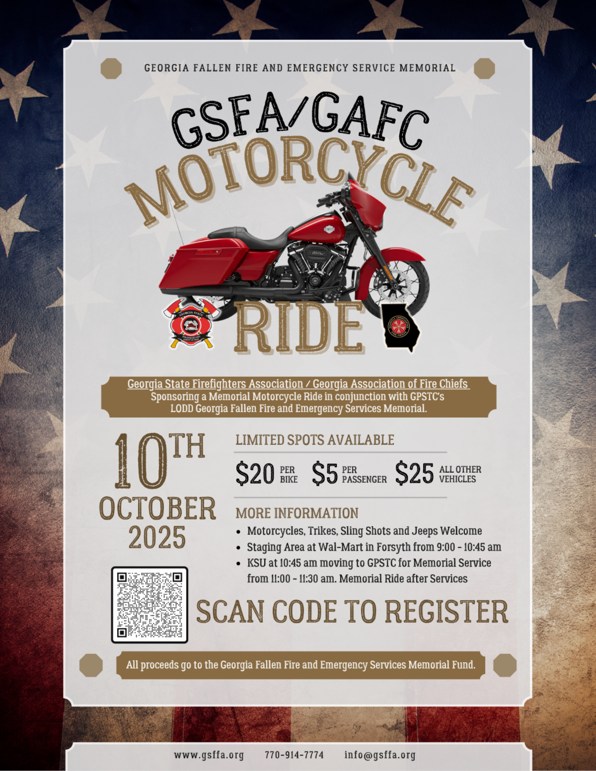 Motorcycle ride event poster with a red motorcycle, text for 