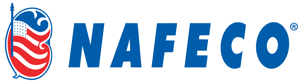 A blue and red logo for a company called nafeco