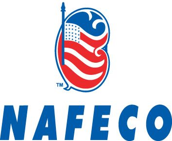 NAFECO logo: patriotic design with flag and stylized blue lettering.