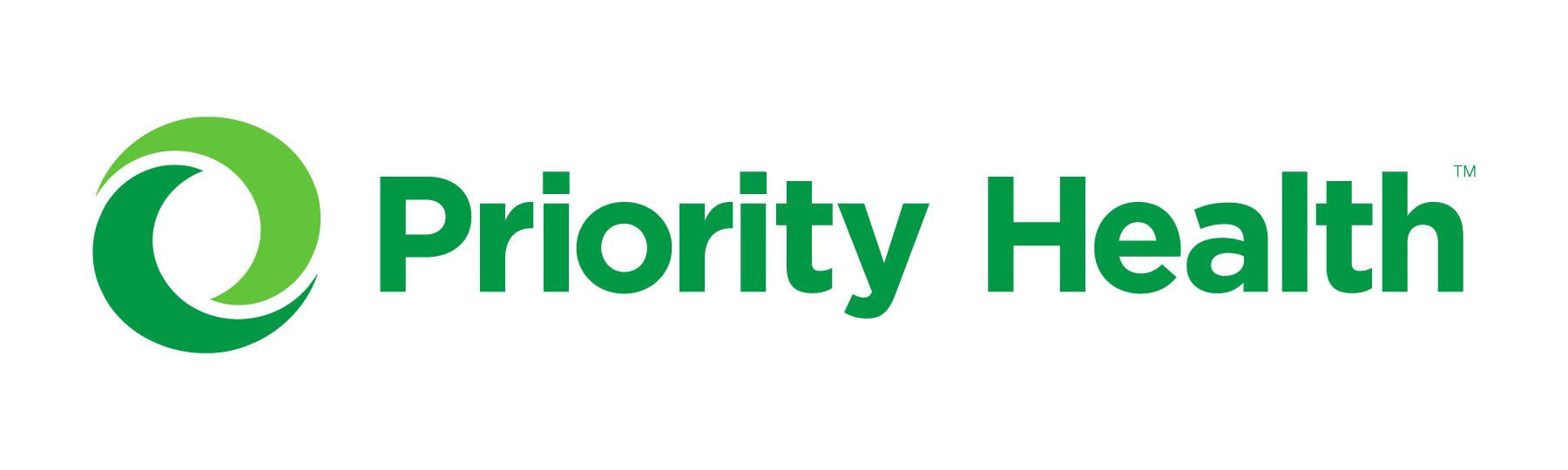 The priority health logo is green and white with a green circle in the middle.