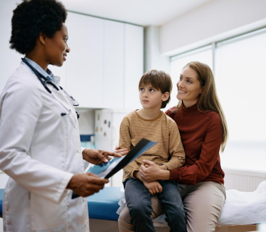young lady talking with a doctor
