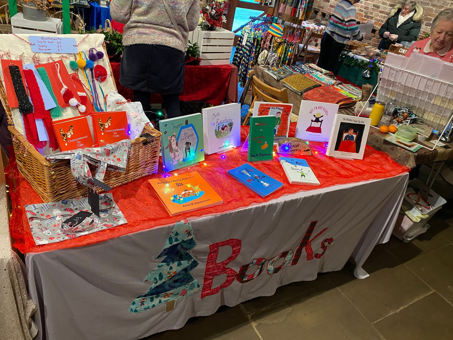 Christmas fair book signing display.