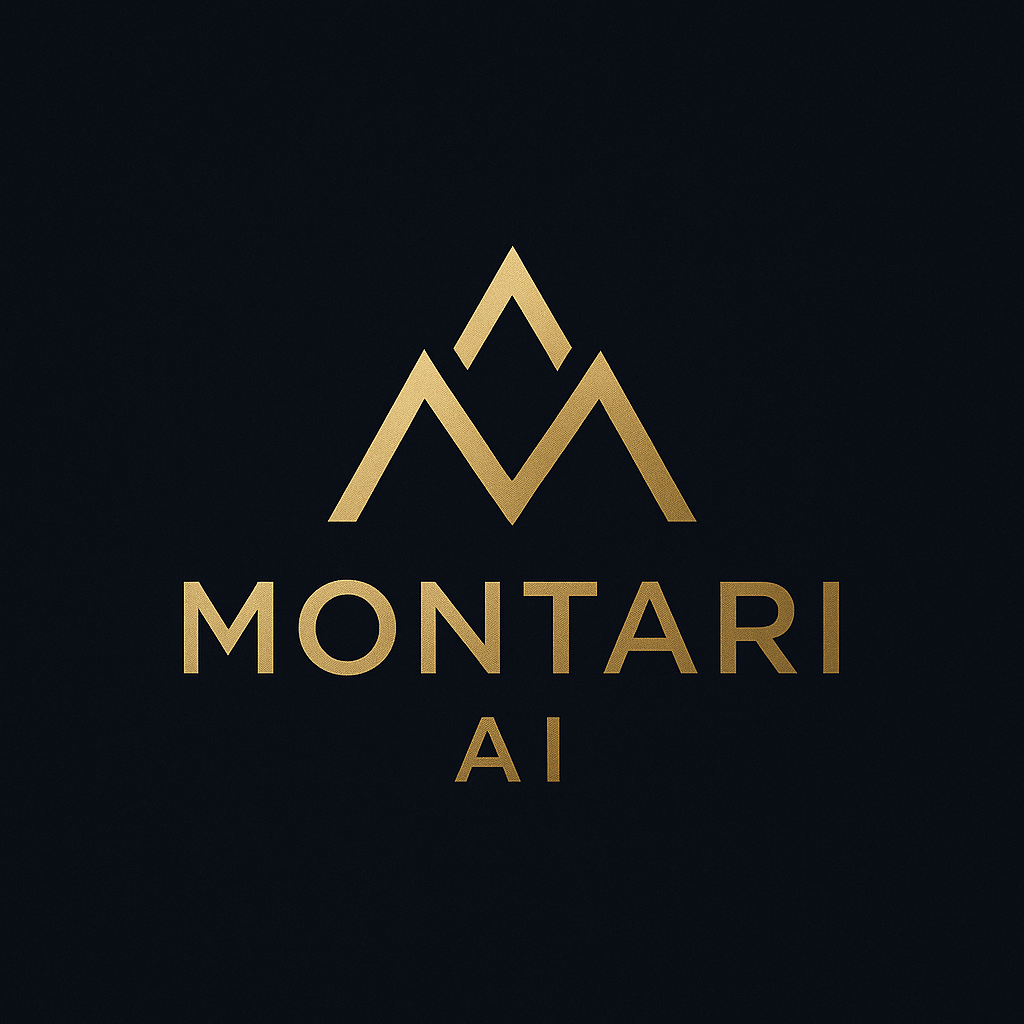 It is a logo for a company called montari ai providing AI Voice Assistants/Receptionists.