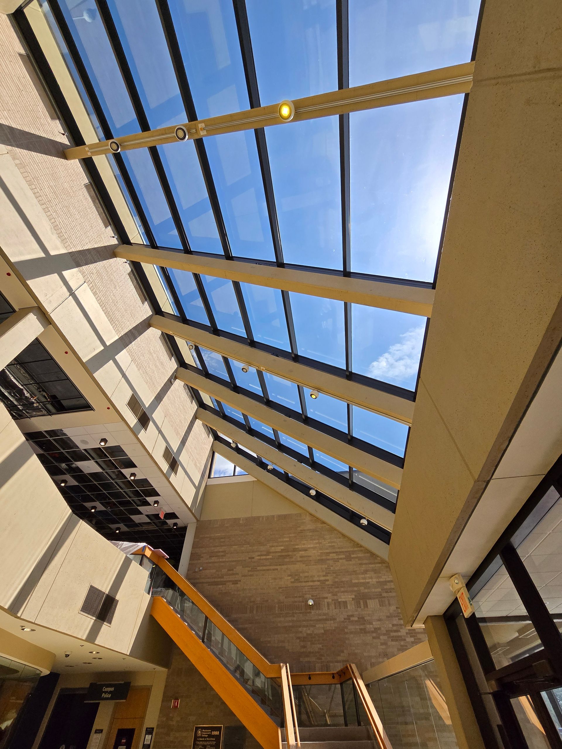Architectural detail of a Chicago modern building with a prominent skylight