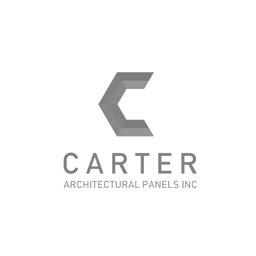 A black and white logo for carter architectural panels inc