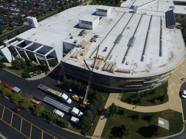 Commercial skylight installation by NSS Exteriors