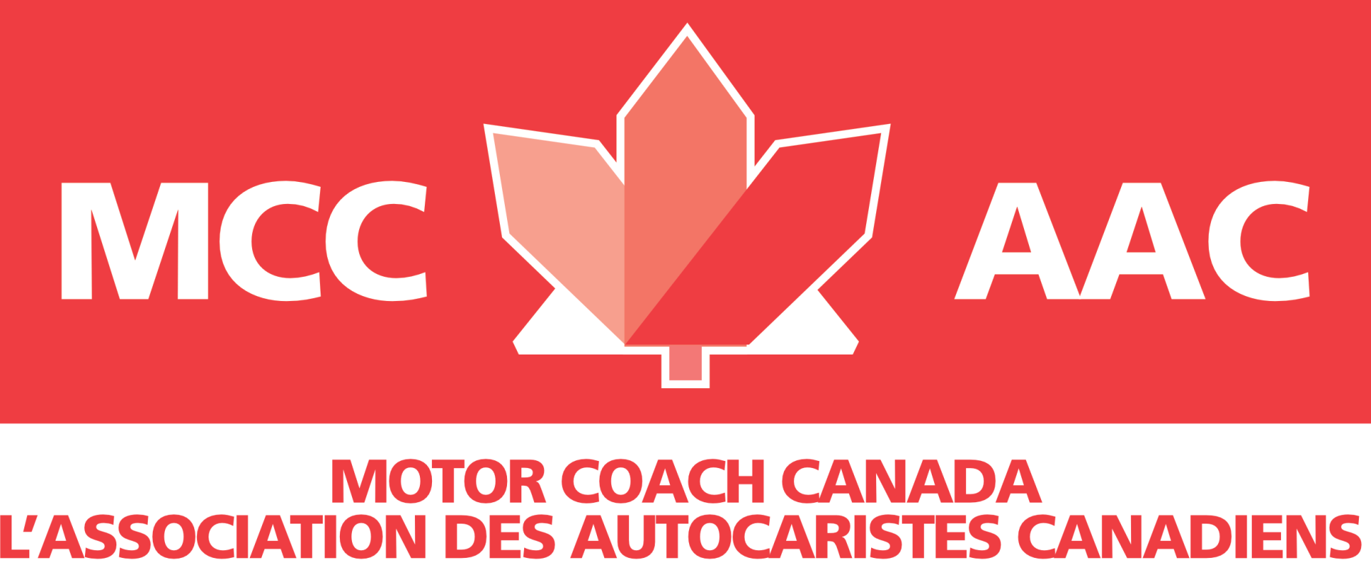 The logo for motor coach canada has a maple leaf on it.