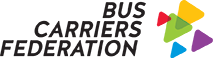 The logo for the bus carriers federation with colorful triangles.