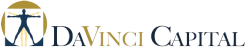Logo for DaVinci Capital: A figure in a circle and gold lettering.