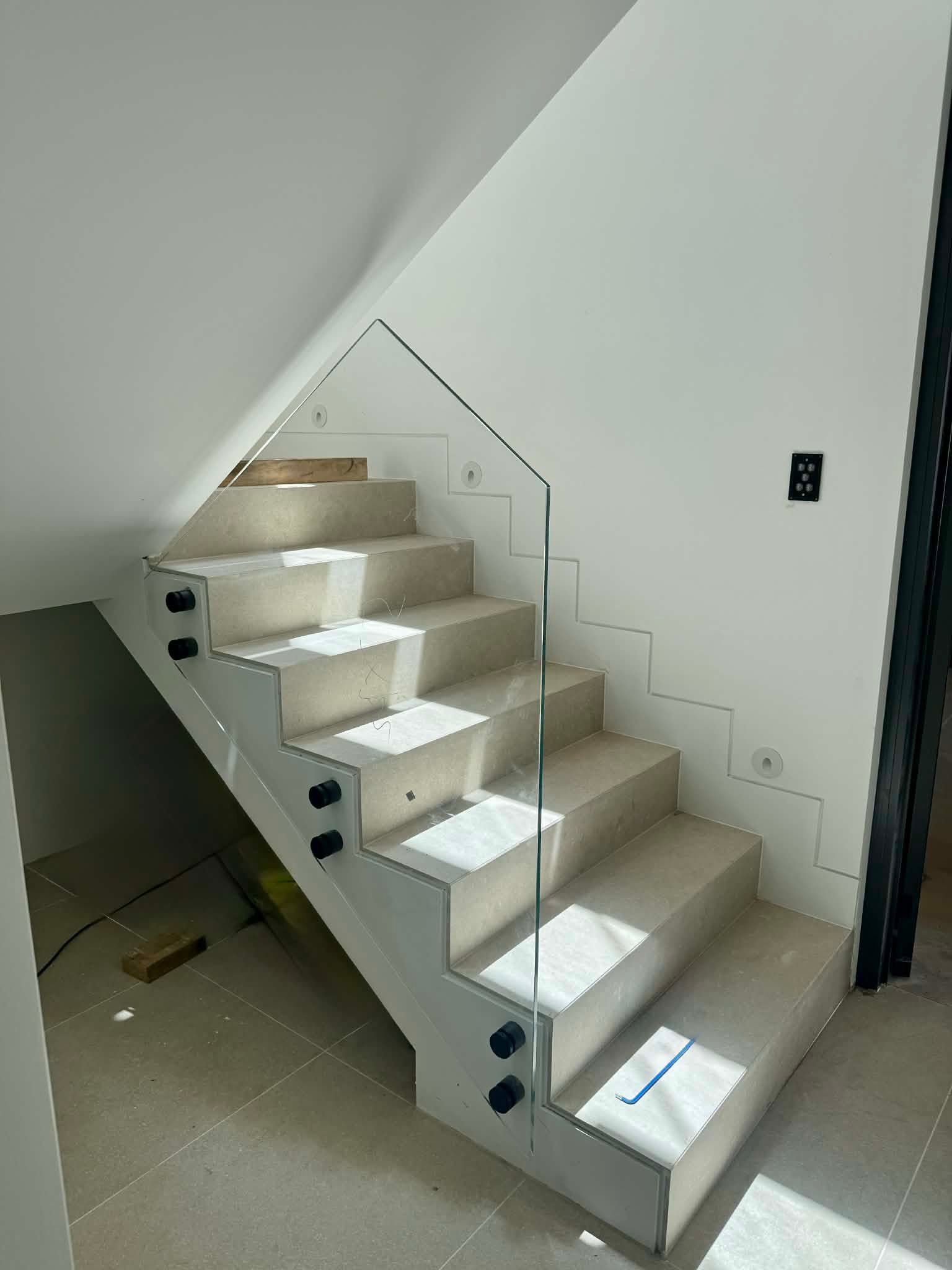 Staircase with Light-Toned Steps and A Glass Railing — Coastline Glass Pool Fencing in Old Bar, NSW