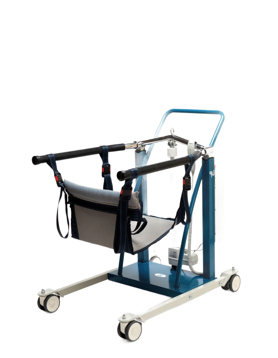 Struttura letto singola con perimetro in metallo nero, doghe in legno e quattro gambe cilindriche.
