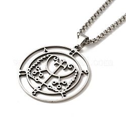A stainless steel necklace with a pendant on a chain.