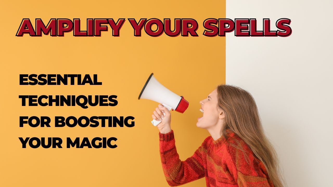 Woman with megaphone shouting in front of orange and white background with text 