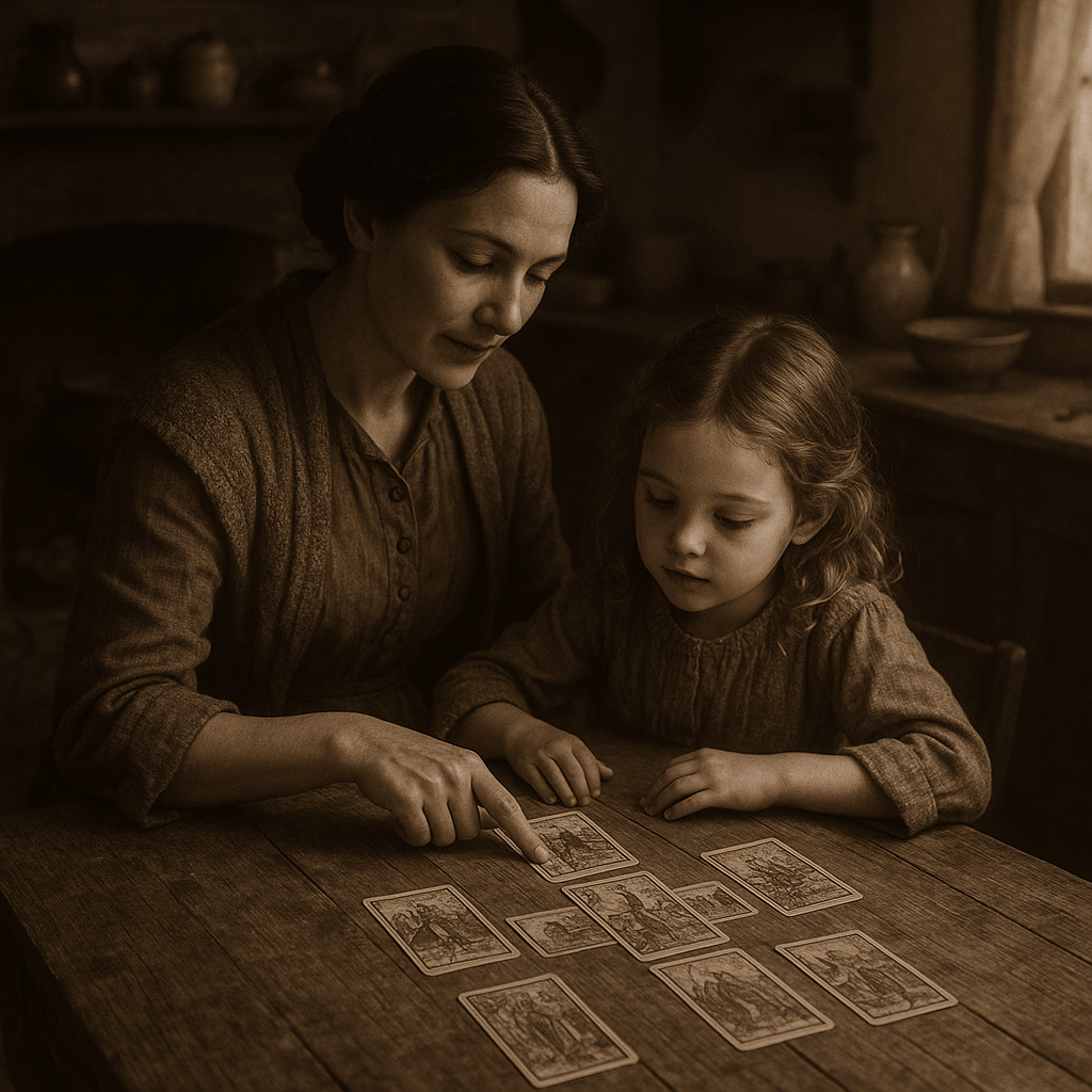 Romani Great Great Grandmother of Kerry Kulkens Teaching Kerry Kulkens Mother how to read Tarot Cards
