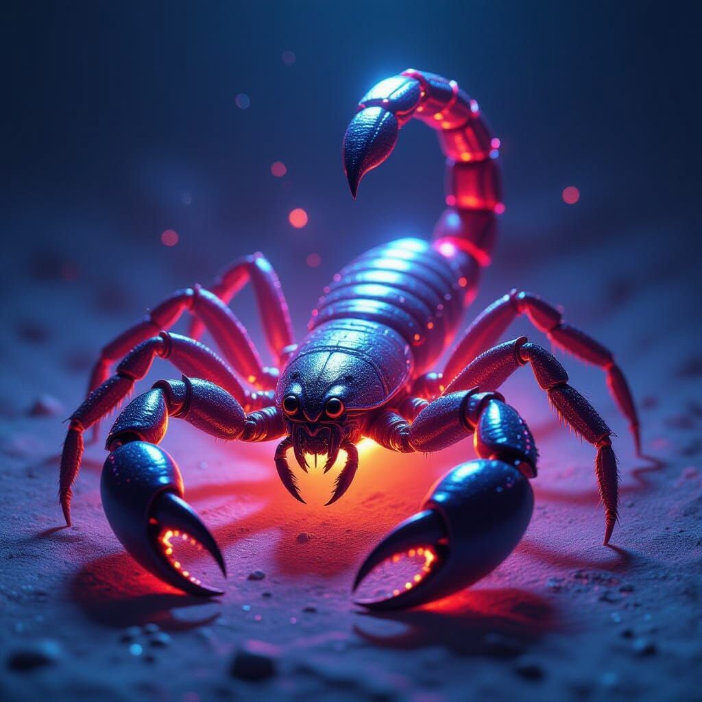 A close up of a scorpion on the ground.