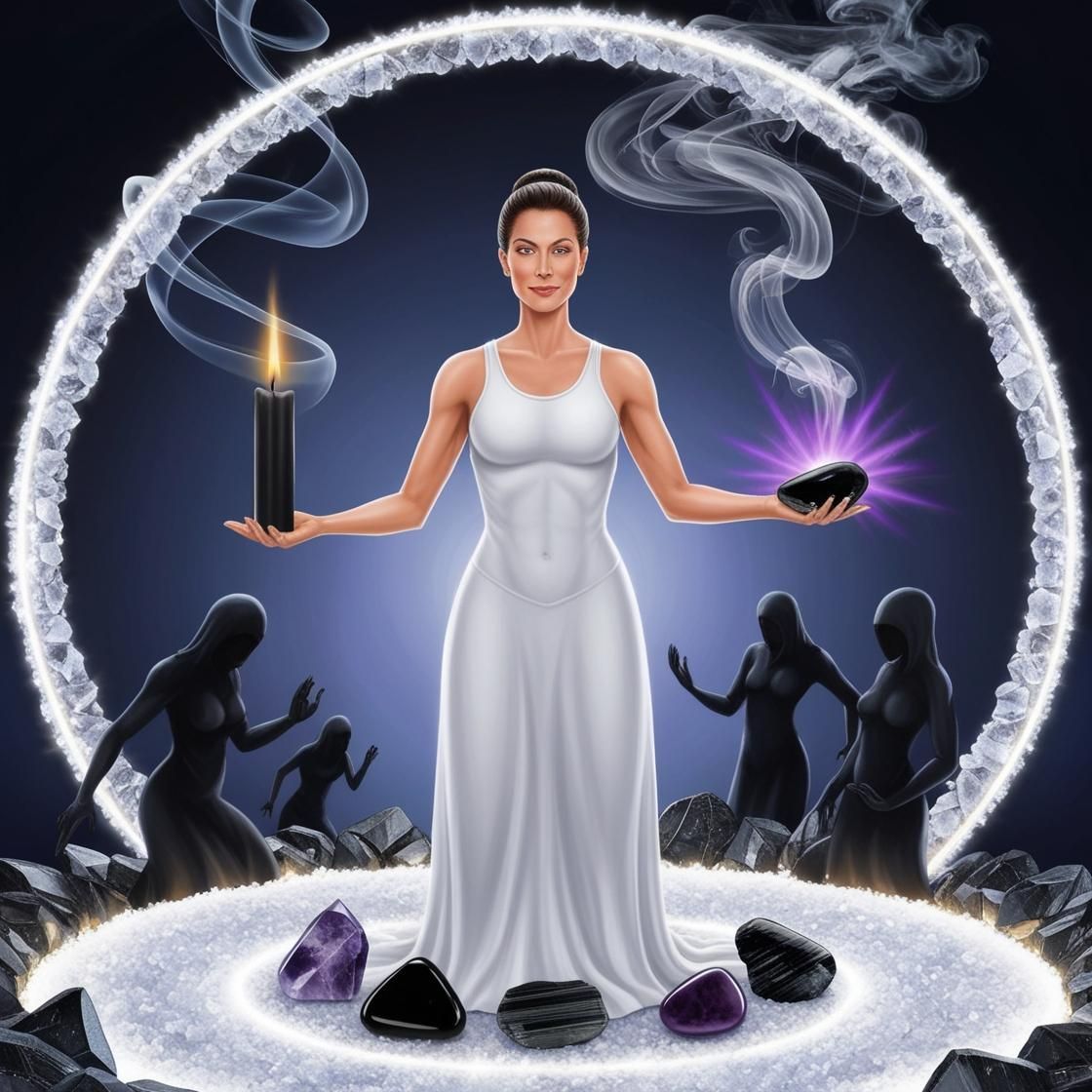 A woman in a white dress is holding a candle