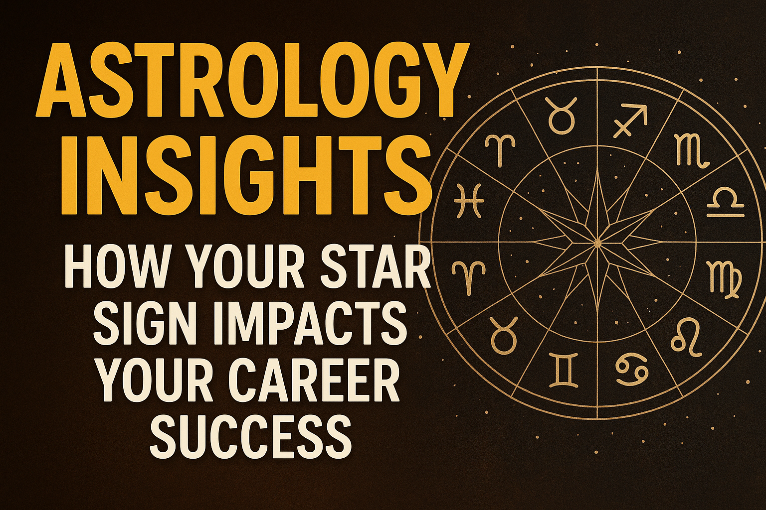 Astrology insights graphic with zodiac wheel and text: “How your star sign impacts your career success”