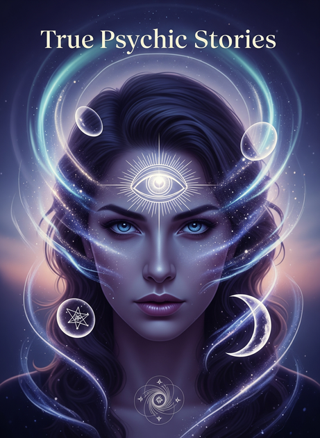 Cover art: A woman with blue eyes and a glowing aura, featuring the title 