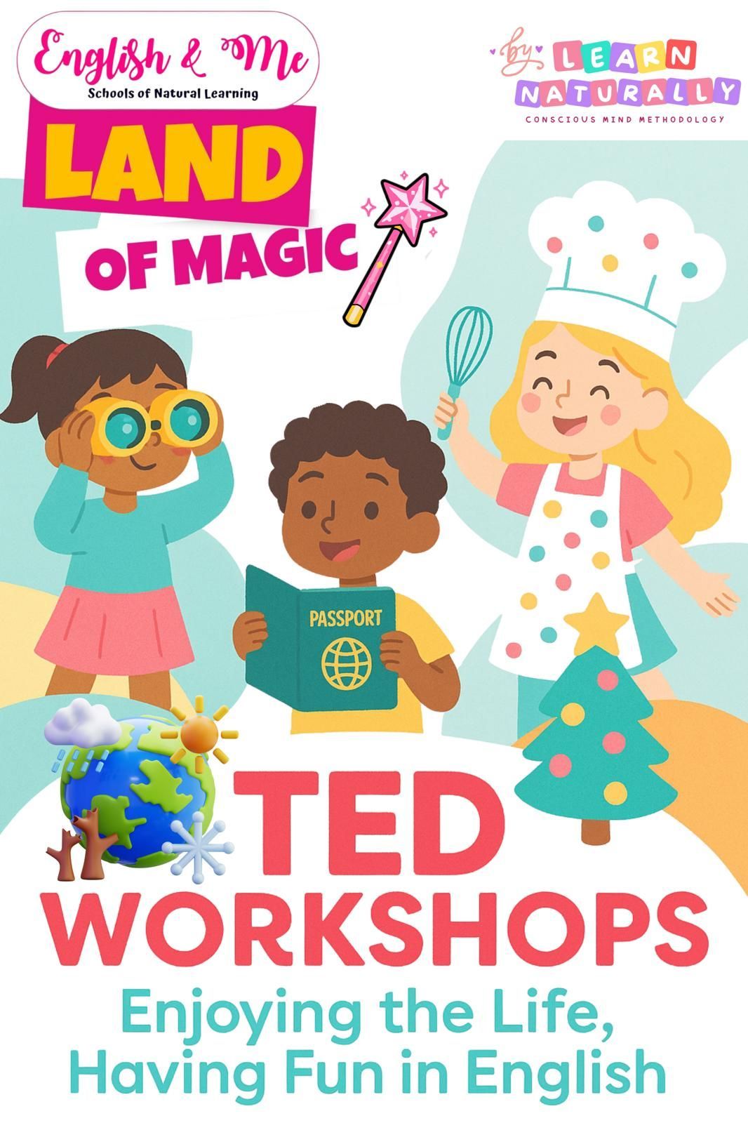 Póster promocional: Niños en una tierra mágica. Título: 