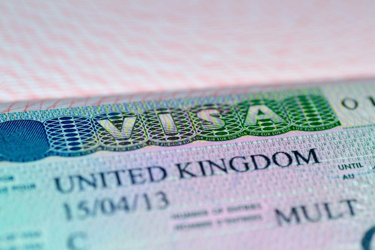 Close up of United Kingdom Visa