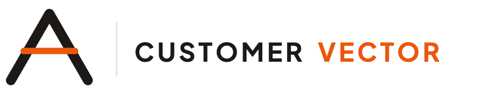 Customer Vector logo with a stylized black and orange A icon and the words “CUSTOMER VECTOR” in black and orange.