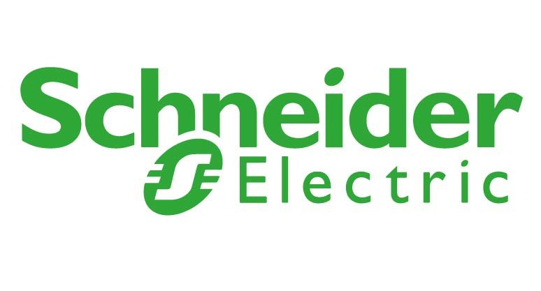 El logotipo de Schneider Electric es verde y blanco sobre un fondo blanco.
