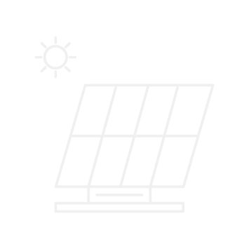 Un dibujo lineal de un panel solar con el sol en el fondo.