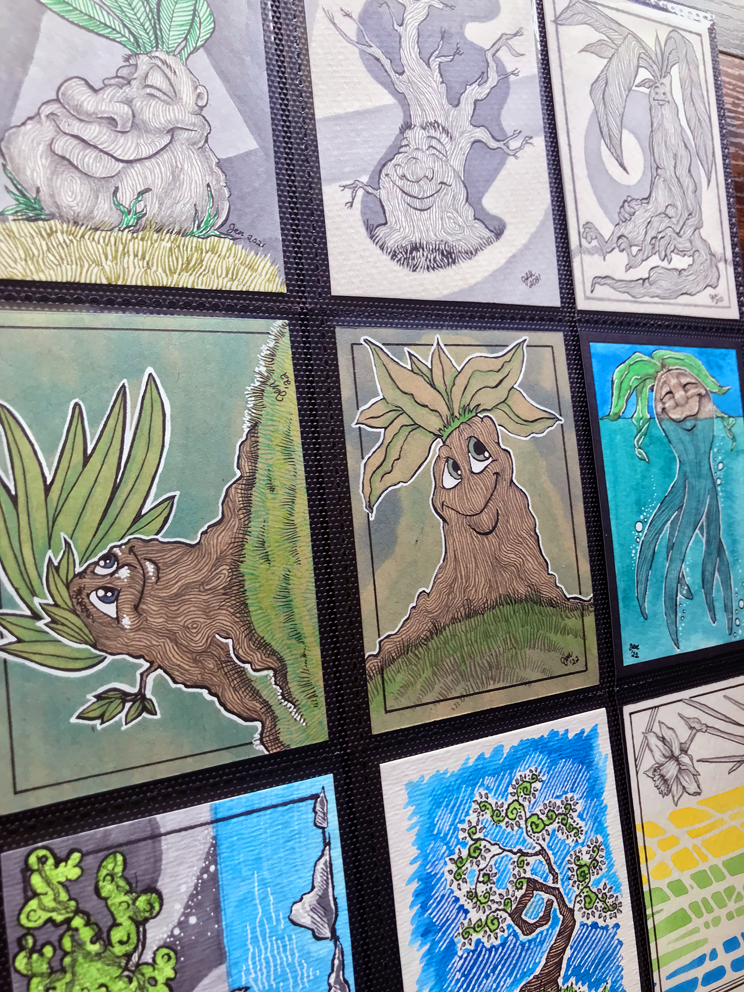 A selection of Jenivieve Design's ACEOs, kept in her personal collection that she created.