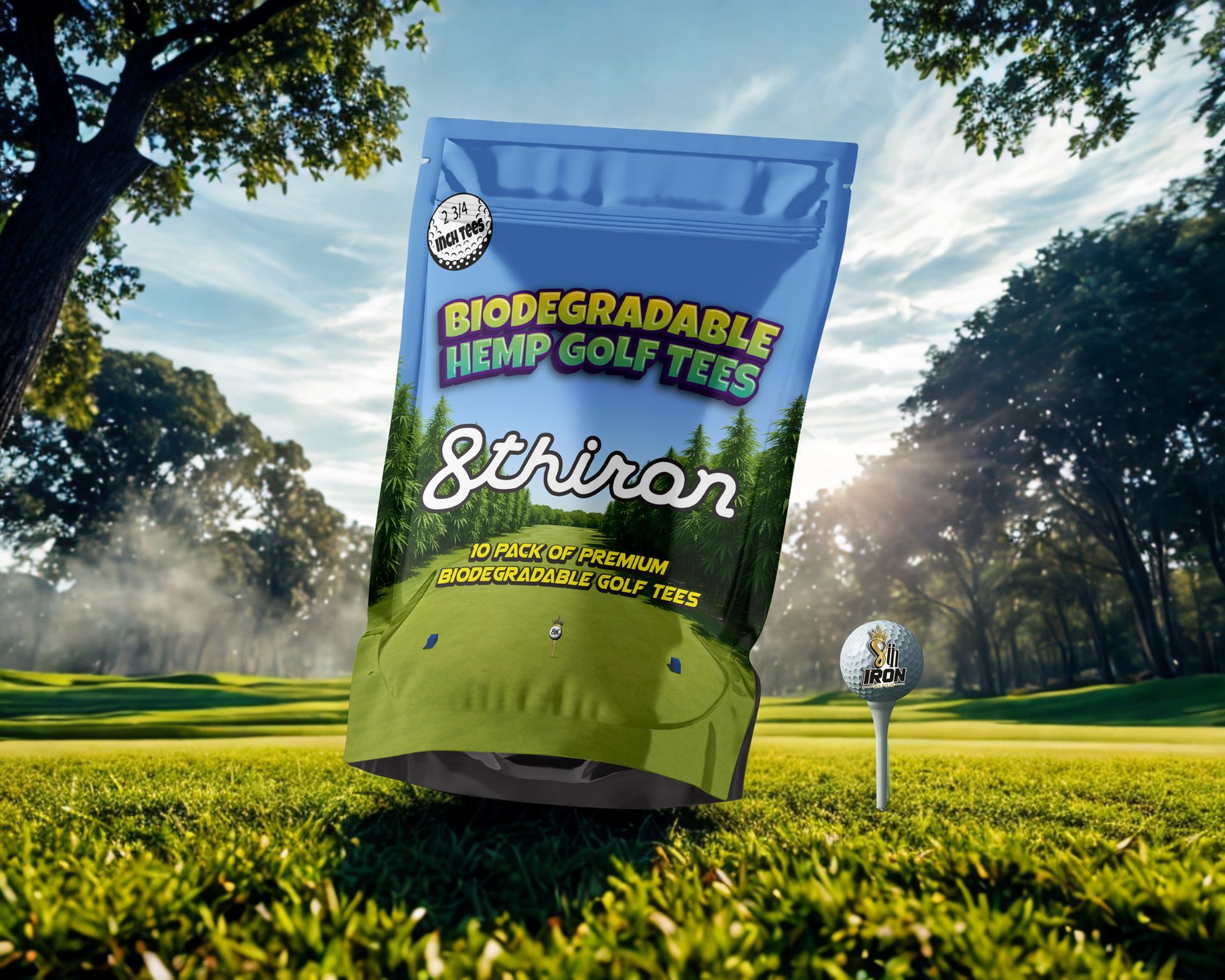 Biodegradable Hemp Golf Tees 10 Pack 2 3/4 inch