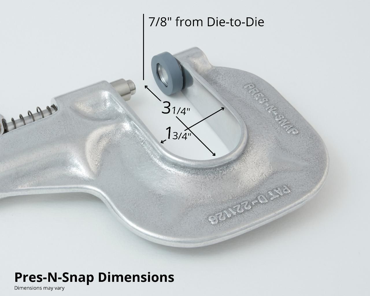 Pres-N-Snap tool with dimensions labeled: 3 1/4