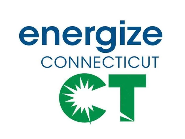 A blue and green logo for energize connecticut
