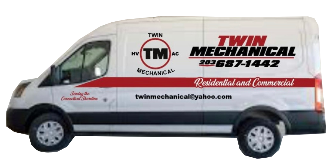 A white van with the words twin mechanical on the side