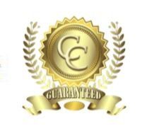 A gold seal with the word guaranteed on it