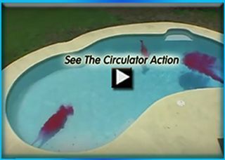 A video of a swimming pool that says see the circulator action