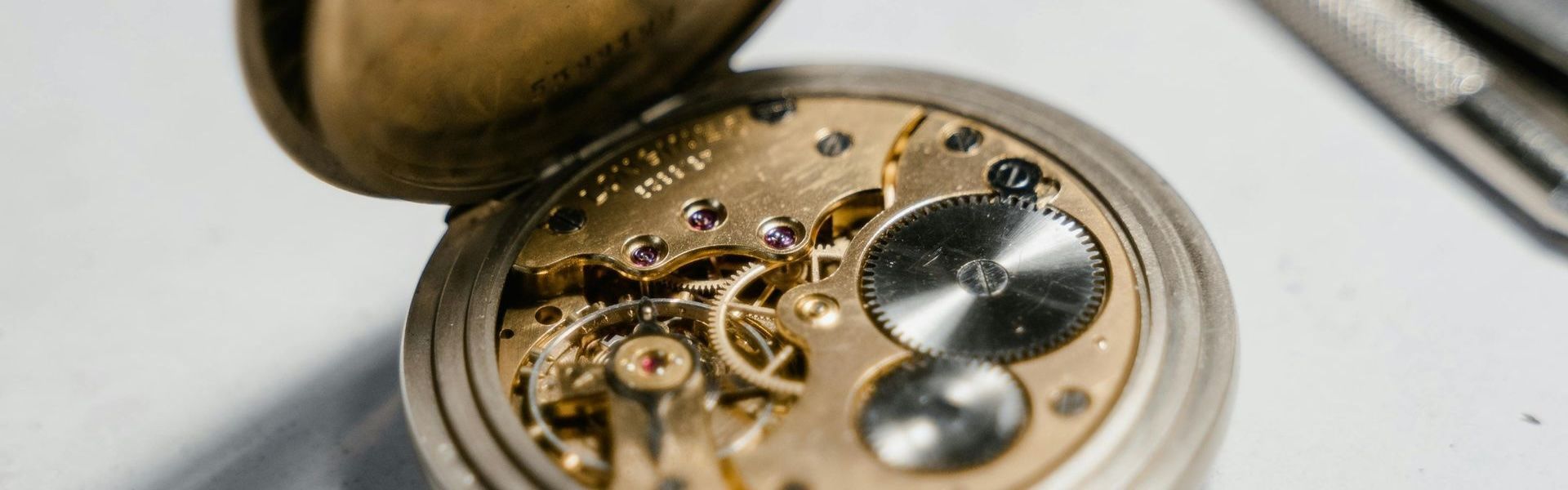 The inside mechanics of a watch repair.