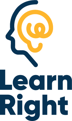 A logo for a company called learn right