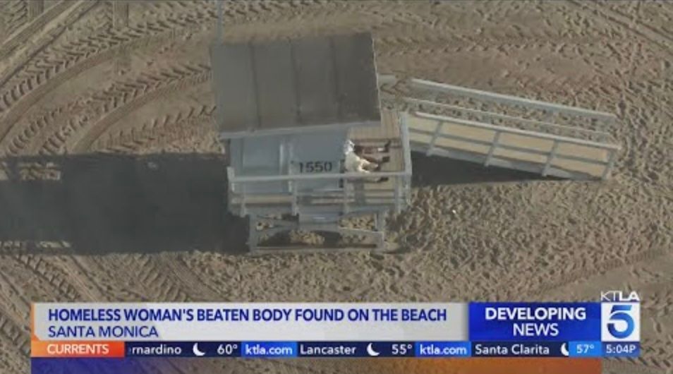 Picture of beach with news headline