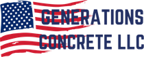 The logo for Generations Concrete LLC has an american flag on it.