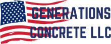 The logo for Generations Concrete LLC has an american flag on it.