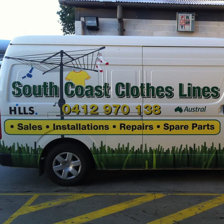 A South Coast Clothes Lines Van is Parked in a Parking Lot — South Coast Clothes Lines in Gerringong, NSW
