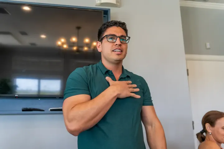 Beachside Mavericks member speaking during a networking presentation