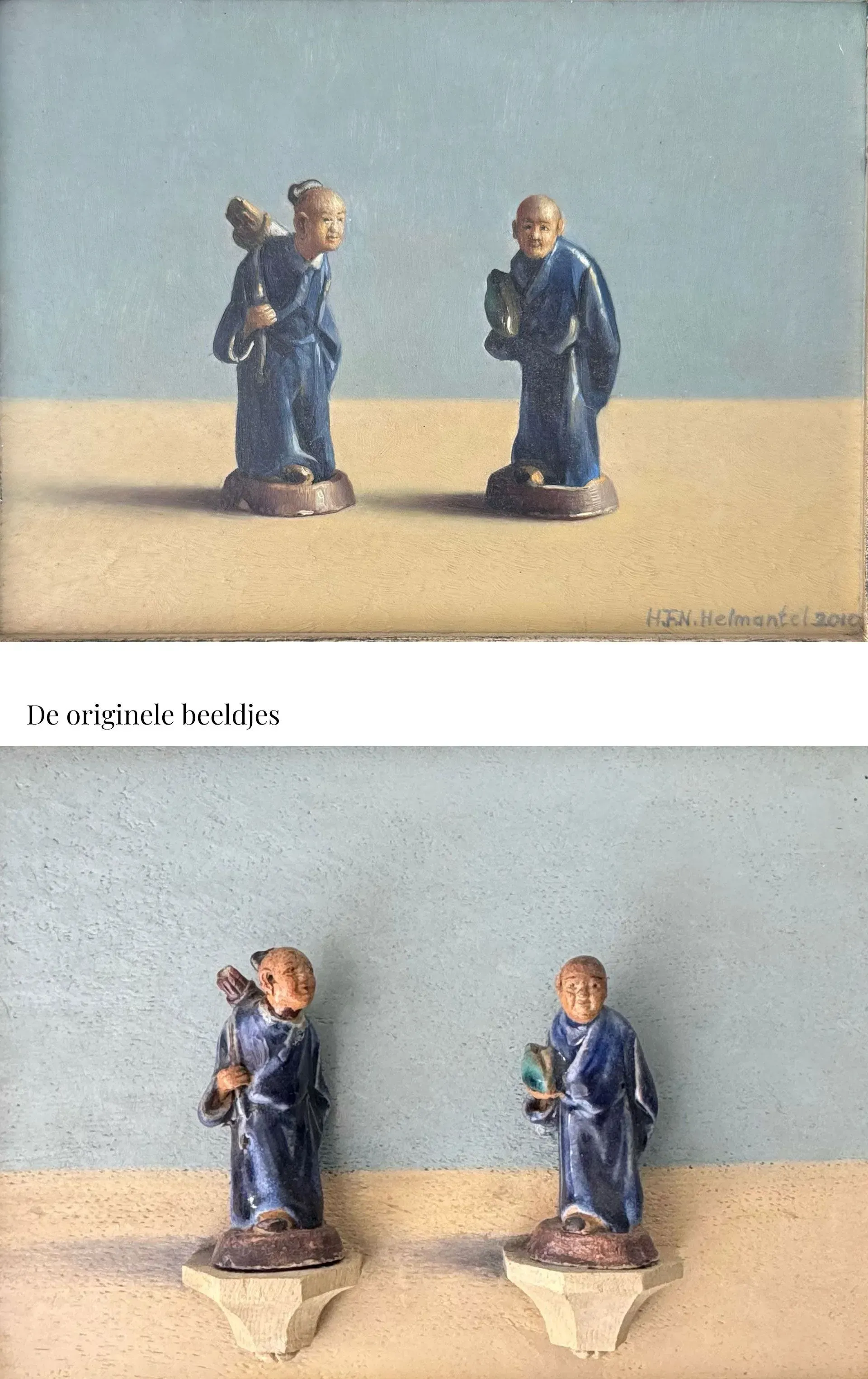 Helmantel schilderij uit 2010 Chinese beeldjes