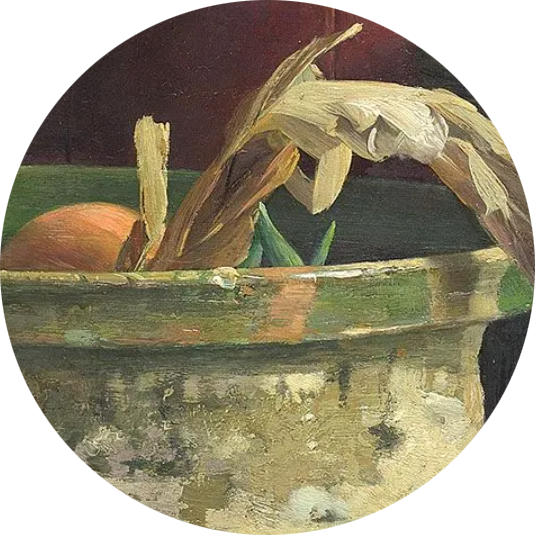 Detail stilleven met rode ton