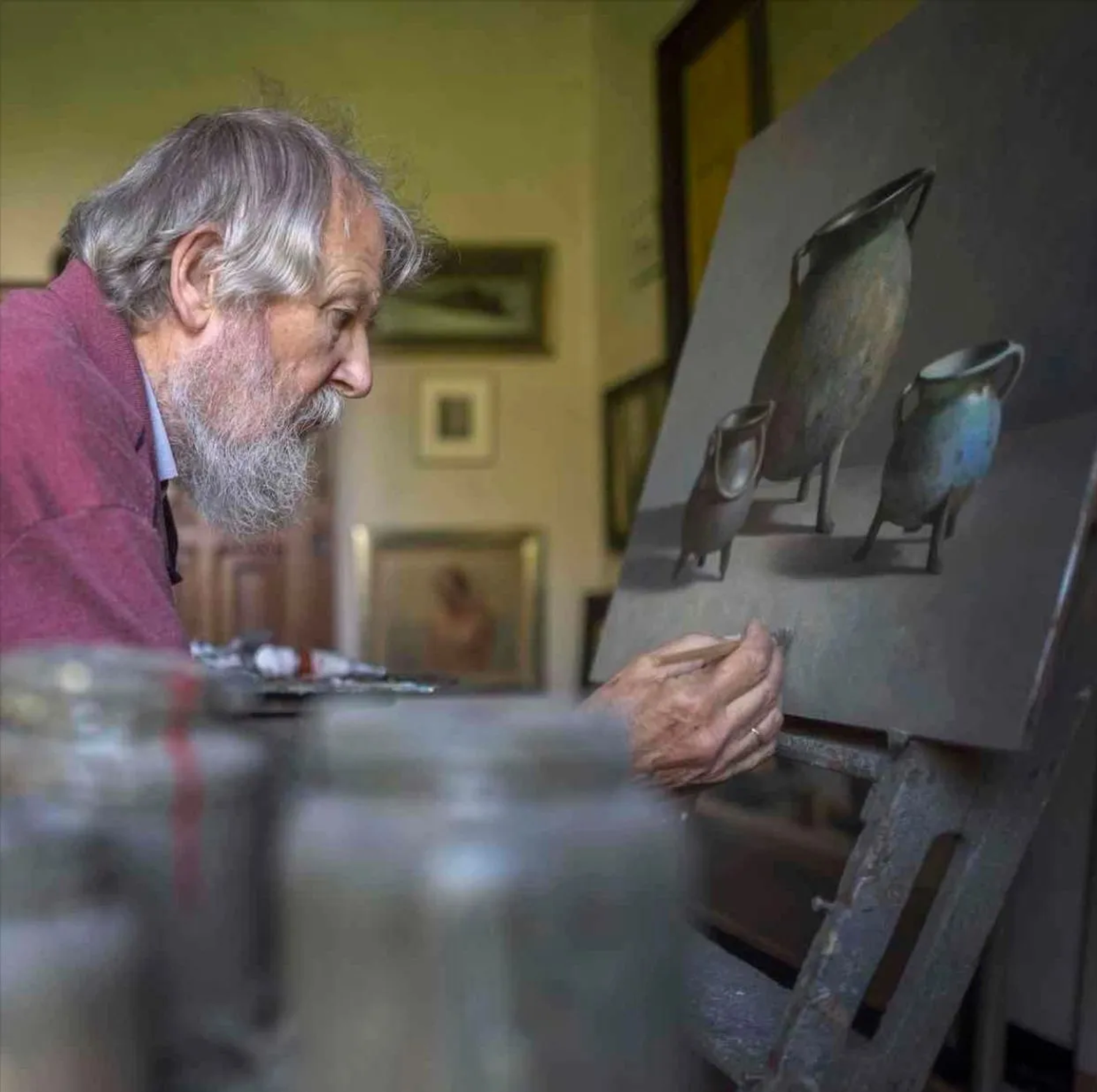 Helmantel aan het werk